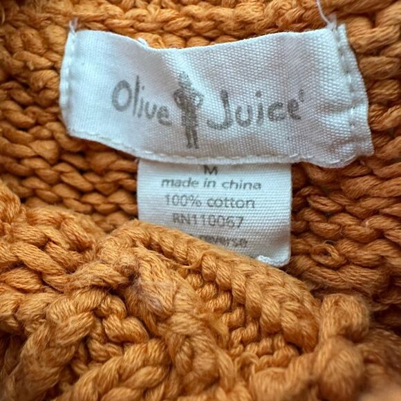 Olive Juice Girls Chunky Cardigan Sweater Medium Orange Pumpkin - Picture 3 of 6